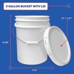 5 Gallon Plastic Bucket with Airtight Lid I Food Grade Bucket | Translucent | BPA-Free I Heavy Duty 90 Mil All Purpose Pail Reusable I Made in USA | 3 Count