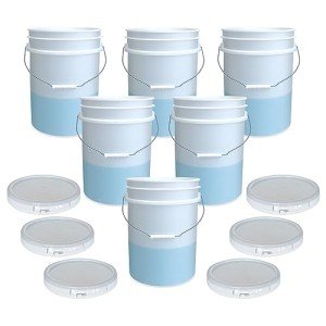 ePackageSupply, 5 Gallon Plastic Bucket with Airtight Lid I Food Grade Bucket | Natural | BPA-Free I Heavy Duty 90 Mil All Purpose Pail Reusable I Made in USA | 6 Count