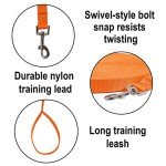 Hi Kiss Dog/Puppy Obedience Recall Training Agility Lead - 15ft 20ft 30ft 50ft 100ft Leash - Great for Play, Camping, or Backyard - Orange 30ft