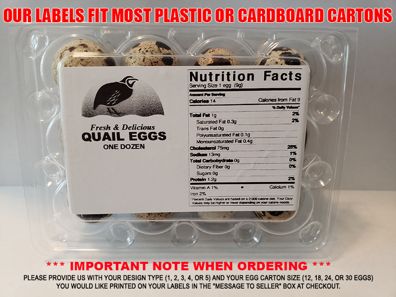 Quail Egg Carton Labels - 25 Pack