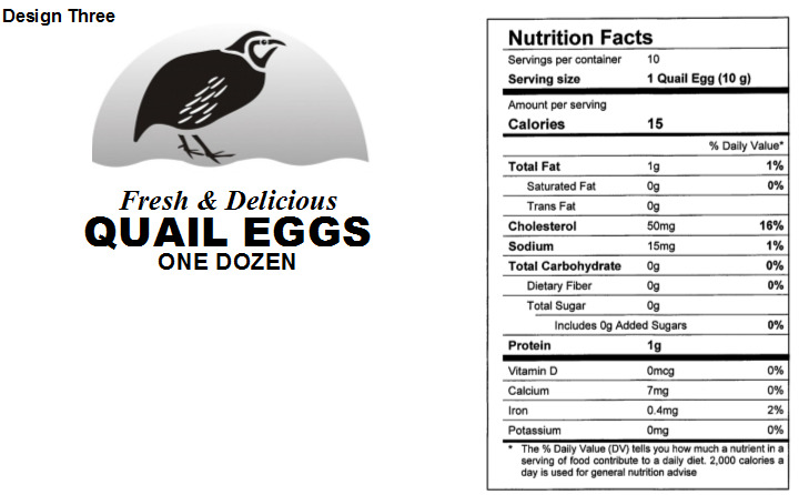 Quail Egg Carton Labels - 25 Pack