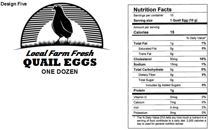 Quail Egg Carton Labels - 25 Pack