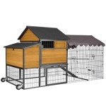 Aivituvin Chicken Coop Strong Metal Frame Mobile Chicken House 85" Large Poultry Cage with Nesting Box,Waterproof Rain Cover Hen Coop Duck House