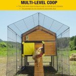 Aivituvin Chicken Coop Strong Metal Frame Mobile Chicken House 85" Large Poultry Cage with Nesting Box,Waterproof Rain Cover Hen Coop Duck House