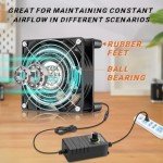 WDERAIR 2 x 120mm Computer Fan with AC Plug 110V 120V 220V 240V for Server Rack Cabinet Mount Small Window Exhaust Cooler (12038)