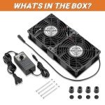 WDERAIR 2 x 120mm Computer Fan with AC Plug 110V 120V 220V 240V for Server Rack Cabinet Mount Small Window Exhaust Cooler (12038)