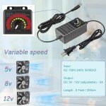 WDERAIR AC 120mm Powerful Computer Fan with AC Plug, 110V - 240V AC to DC 12V Variable Speed Controller for Electronic Components，PS5，Router，Xbox，Growtent，Modem，Amplifier，Receiver，Biltong Cooling