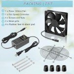 WDERAIR AC 120mm Powerful Computer Fan with AC Plug, 110V - 240V AC to DC 12V Variable Speed Controller for Electronic Components，PS5，Router，Xbox，Growtent，Modem，Amplifier，Receiver，Biltong Cooling
