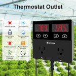 KETOTEK Digital Temperature and Humidity Controller Outlet, Reptile Thermostat Plug Dual Stage Pre-Wired for Mushroom Greenhouse Homebrew