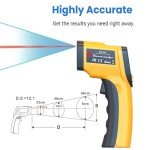 Infrared Laser Thermometer, Digital Infrared Laser Thermometer Gun with Adjustable Emissivity, IR Thermometer Temperature Gun for Cooking, Pizza Oven & Engine, -58℉～1022℉(-50℃～550℃)