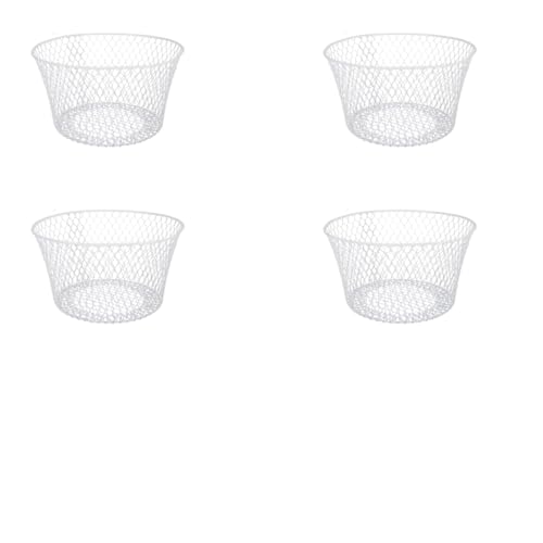 White Round Coated Wire Quail Egg Baskets - 4 Pack
