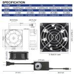 12V DC 80mmx38mm Moisture-Proof Small Computer Muffin Exhaust Vent Fan Speed ...