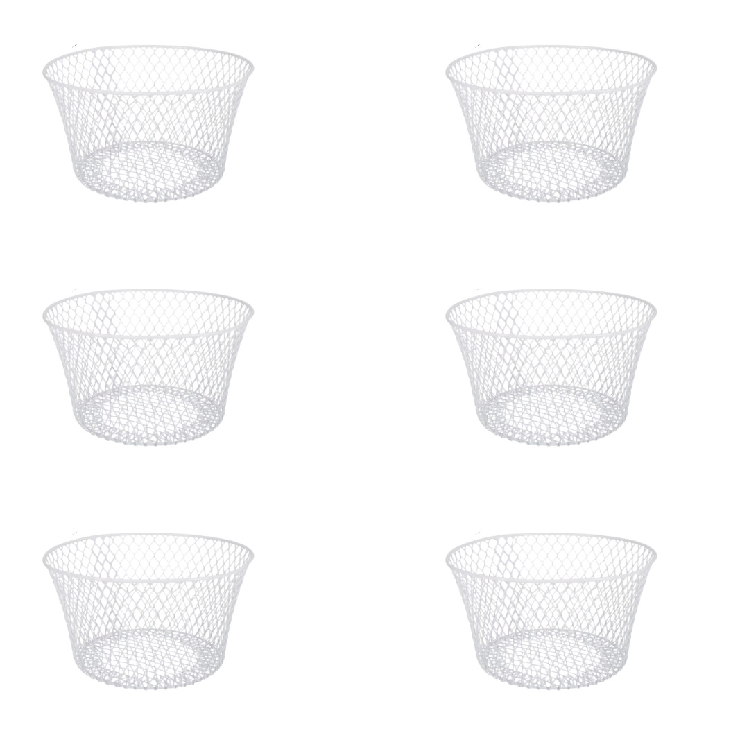 White Round Wire Quail Egg Baskets - 6 Pack