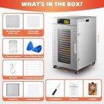 Septree Commercial Food Dehydrator 18 Trays, 1500W Large Capacity 32.6ft² Food Dryer Machine for Jerky, Meat, Fruit, Herbs, Full Stainless Steel Industrial Dehydrater Biltong Maker