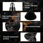 Simple Deluxe 50W (Mini) Ceramic Heat Emitter Reptile Heat Lamp Bulb No Light Emitting Brooder Coop Heater for Amphibian Pet & Incubating Chicken, Black, 4-Pack