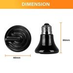Simple Deluxe 50W (Mini) Ceramic Heat Emitter Reptile Heat Lamp Bulb No Light Emitting Brooder Coop Heater for Amphibian Pet & Incubating Chicken, Black, 4-Pack