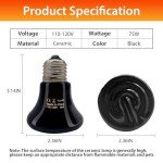 BNOSDM Reptile 75W Ceramic Heat Emitter,4 Pack Reptile Heat Lamp Bulbs,Non Light Emitting,Brooder Coop Heater Lamp Bulb for Amphibian Reptile Lizard Turtle Chicken