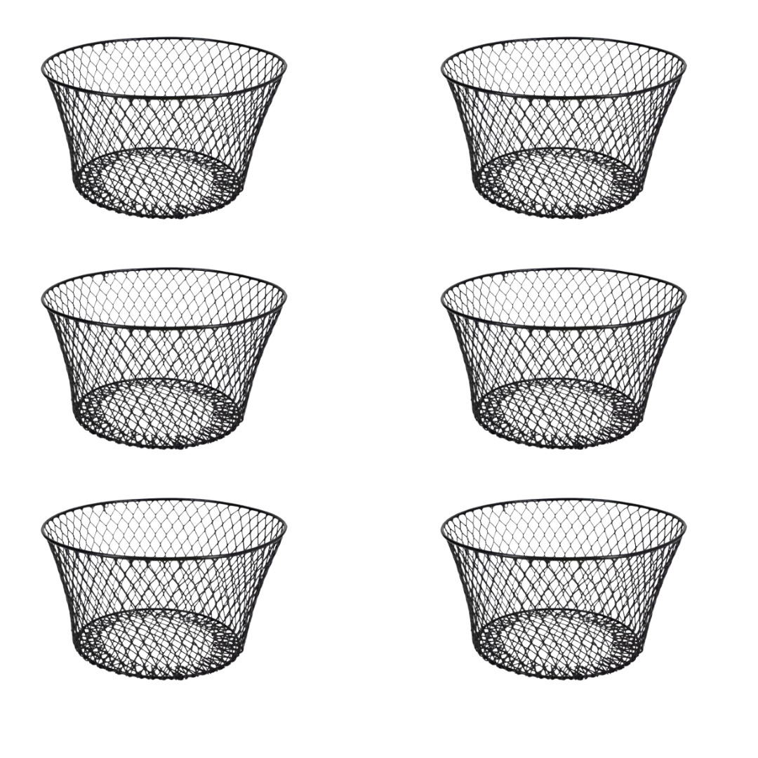 6-Pack Black Round Wire Baskets for Quail eggs
