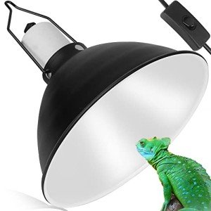 NEPTONION Reptile Reflector Dome Lamp Fixture, 8.5 inch Deep Polished Aluminum UVB Light Fixture for Reptile Glass Terrariums fit UVB UVA Bulb, Basking Heat Bulb, Ceramic Heat Emitter