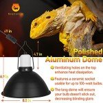 NEPTONION Reptile Reflector Dome Lamp Fixture, 8.5 inch Deep Polished Aluminum UVB Light Fixture for Reptile Glass Terrariums fit UVB UVA Bulb, Basking Heat Bulb, Ceramic Heat Emitter