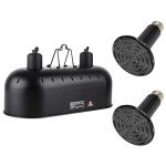 DXOPHIEX 15inch Dual Reptile Light Fixture, Max 150W Reptile Heat Lamp Fixture with 2PCS 150W Ceramic Heat Emitter, Double Dome UVB Reptile Light Fixture for Reptile Terrarium and Tortoise Habitat
