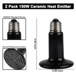 DXOPHIEX 15inch Dual Reptile Light Fixture, Max 150W Reptile Heat Lamp Fixture with 2PCS 150W Ceramic Heat Emitter, Double Dome UVB Reptile Light Fixture for Reptile Terrarium and Tortoise Habitat