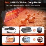 Chtoocy 250W Brooder Heater for 30 Chicks Or Ducklings,7.86ft Cord Brooder Heating Plate & Heat Lamp Chicken Coop House with Adjustable Temp & Hanging Height for Livestock Pet Supplies-Grey