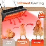 Chtoocy 250W Brooder Heater for 30 Chicks Or Ducklings,7.86ft Cord Brooder Heating Plate & Heat Lamp Chicken Coop House with Adjustable Temp & Hanging Height for Livestock Pet Supplies-Grey