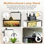 Simple Deluxe Reptile Lamp Stand Metal Floor Light Holder Basking Lamp-Holder Lamp-Support Bracket, Height Adjustable for Glass Terrarium Heating-Light, Amphibian and Aquarium Tank