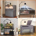 LAMTOR 82" Reptile Lamp Stand with Two 16" Hooks, Hang 10.5 Lbs Very Stable, Kindle Holder Tablet Floor Stand Reptile Heat Light Stand, Height Adjustable from 15" to 82"