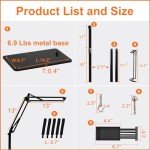 LAMTOR 82" Reptile Lamp Stand with Two 16" Hooks, Hang 10.5 Lbs Very Stable, Kindle Holder Tablet Floor Stand Reptile Heat Light Stand, Height Adjustable from 15" to 82"