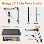 LAMTOR 82" Reptile Lamp Stand with Two 16" Hooks, Hang 10.5 Lbs Very Stable, Kindle Holder Tablet Floor Stand Reptile Heat Light Stand, Height Adjustable from 15" to 82"