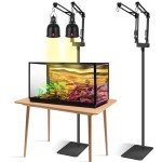 DXOPHIEX Dual Reptile Lamp Stand Reptile Light Stand with Two Flexible Brackets,Height Adjustable (15.7inch to 74.3inch) Reptile Heat Lamp Stand for Hanging Heat Lamp Holder and Light Fixture