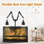 DXOPHIEX Dual Reptile Lamp Stand Reptile Light Stand with Two Flexible Brackets,Height Adjustable (15.7inch to 74.3inch) Reptile Heat Lamp Stand for Hanging Heat Lamp Holder and Light Fixture