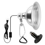 Simple Deluxe 100W Ceramic Reptile Heat Lamp Bulb & 150W Clamp Light with 8.5" Aluminum Reflector Combo for Amphibian Pets, Silver 2024 Version