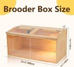 Large Wooden Chicken Brooder Box with Bulb Set and Thermometer（32x16x16 Inches）