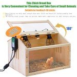 Large Wooden Chicken Brooder Box with Thermostat and 3 Heat Lamps,Brooder Box...