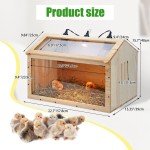 Large Wooden Chicken Brooder Box with Thermostat and 3 Heat Lamps,Brooder Box...