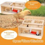 Large Chick Chicken Brooder Box: Wooden Chick Brooder with Bottom Drawer Heat...