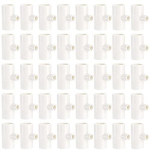 Hedume 40 Pack Chicken Waterer PVC Tee Fittings, PVC Tee Fittings for Threaded Poultry Nipples Chicken Water Drinker and Feeder Cups, Fully Automatic Poultry Waterers