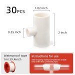 UCandy 30 pcs Chicken Waterer PVC Tee Fittings,White Automatic Watering for Poultry Chicken Waterer Nipples/Cups/Feeders/Poultry Water Drinker (30)