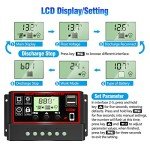[Upgraded] 30A Solar Charge Controller, Black Solar Panel Battery Intelligent Regulator with Dual USB Port 12V/24V PWM Auto Paremeter Adjustable LCD Display (30a)