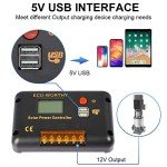 ECO-WORTHY 30A Solar Charger Controller Solar Panel Battery Intelligent Regulator with Dual USB Port Auto 12/24V PWM Positive Ground