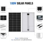 ECO-WORTHY 2pcs 100 Watt Solar Panels 12 Volt Monocrystalline Solar Panel for RV Marine Boat and Other Off-Grid Applications, 2-Pack 100W