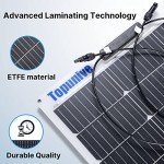 Topunive 100W 12V Flexible Solar Panel 9BB Monocrystalline Cell 12 Volt Semi-Flexible for Marine RV Trailer Boat Cabin Van Car Uneven Surfaces 12V Battery Charge