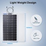 Topunive 100W 12V Flexible Solar Panel 9BB Monocrystalline Cell 12 Volt Semi-Flexible for Marine RV Trailer Boat Cabin Van Car Uneven Surfaces 12V Battery Charge