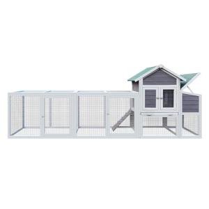 Chicken Coop with Nest Box, 122 inches, Removable Tray, Houses 6 Chickens, Waterproof Roof