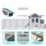 Chicken Coop with Nest Box, 122 inches, Removable Tray, Houses 6 Chickens, Waterproof Roof