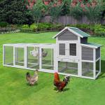 Chicken Coop with Nest Box, 122 inches, Removable Tray, Houses 6 Chickens, Waterproof Roof