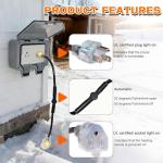 Thermostat Controlled Extension Cord,32°F(0 Degree) Auto On/50°F(10 Degree) Thermostat Controlled Outlet for Heat Cable Controller,Compatible with Any Outdoor Thermostat Plug Outlet